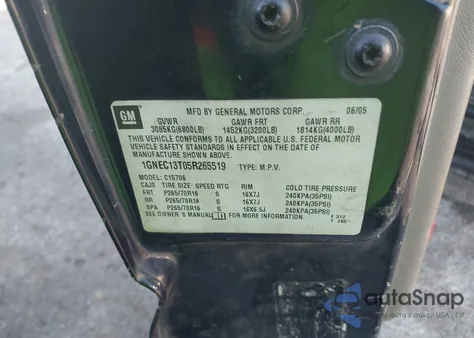 2005 Chevrolet Tahoe Ls from USA, damaged, VIN 1GNEC13T05R265519